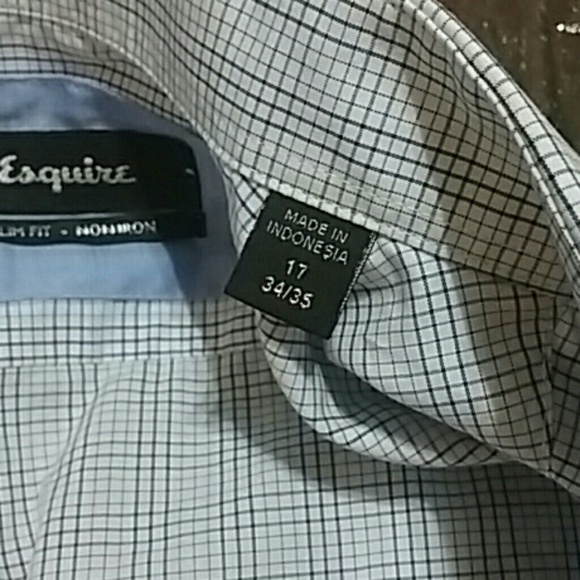 ESQUIRE Blue Check Slim Fit Dress Shirt - Picture 4 of 4